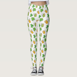 Lucky Green Beer en shamrocks St. Patrick's Day Leggings