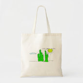 Lucky Green Cactus Doodle Funky Boodschappentas Tote Bag (Voorkant)