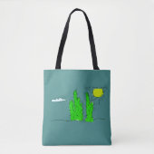Lucky Green Cactus Doodle Funky Boodschappentas Tote Bag (Voorkant)