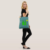 Lucky Green Cactus Doodle Funky Boodschappentas Tote Bag (Op model)