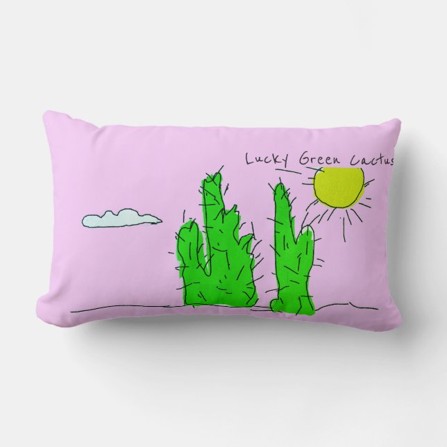Lucky Green Cactus Doodle Funky Sierkussen Kussen (Voorkant)