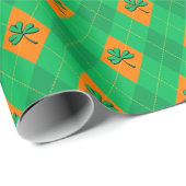 Lucky Green Clover Argyle St. Patrick's Day Cadeaupapier (Rol Hoek)