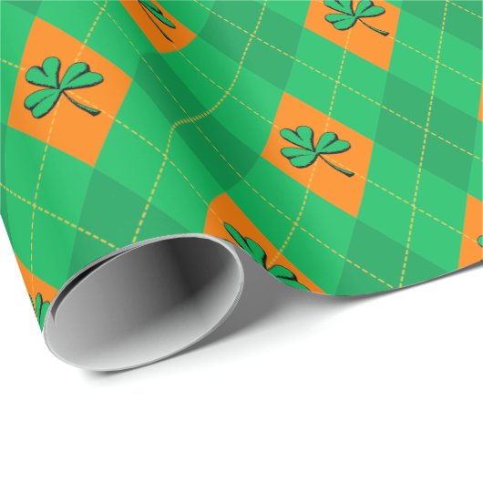 Lucky Green Clover Argyle St. Patrick's Day Cadeaupapier (Rol Hoek)