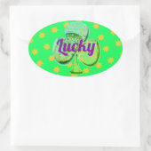 Lucky green clover leaf ovale sticker (Tas)
