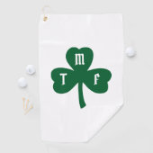 Lucky Green Clover Shamrock Monogram Initialen Golfhanddoek (Insitu)