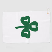 Lucky Green Clover Shamrock Monogram Initialen Golfhanddoek (Horizontaal)