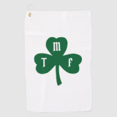 Lucky Green Clover Shamrock Monogram Initialen Golfhanddoek (Voorkant)