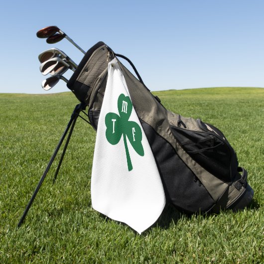 Lucky Green Clover Shamrock Monogram Initialen Golfhanddoek (Groen)
