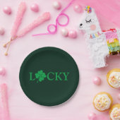 Lucky Green Clover Shamrock St. Patrick's Day Papieren Bordje (Feest)