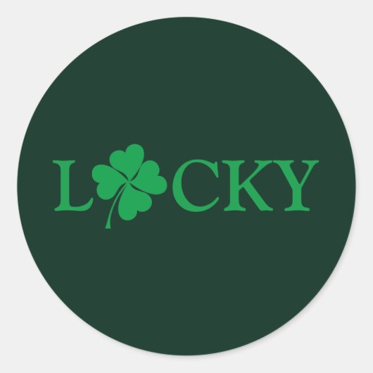 Lucky Green Clover Shamrock St. Patrick's Day Ronde Sticker (Voorkant)