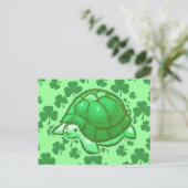 Lucky Green Clover Turtles Briefkaart (Staand voorkant)