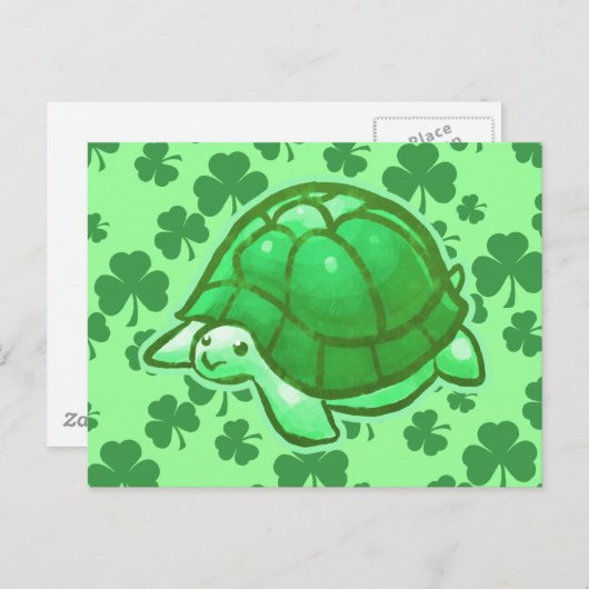 Lucky Green Clover Turtles Briefkaart (Voorkant / Achterkant)