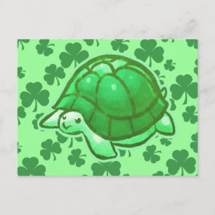 Lucky Green Clover Turtles Briefkaart
