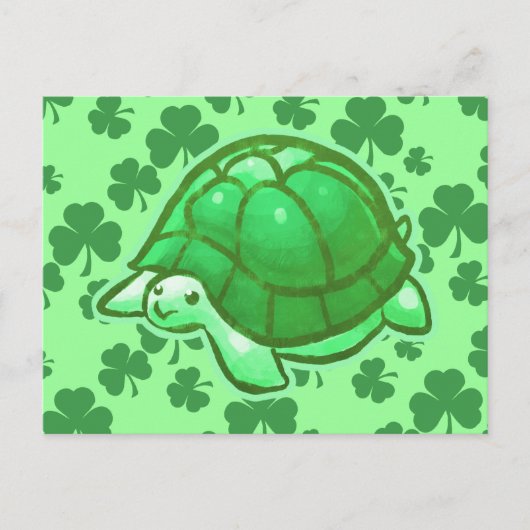 Lucky Green Clover Turtles Briefkaart (Voorkant)