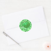 Lucky Green Clover Turtles Ronde Sticker (Envelop)