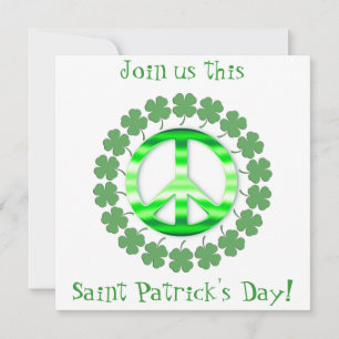 Lucky Green Cover Peace Sign Invitations Kaart