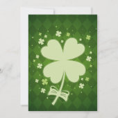 Lucky Green Diamond Four Leaf Ribbon Clover Aankondiging (Voorkant)