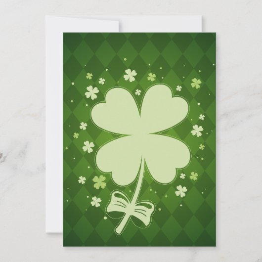 Lucky Green Diamond Four Leaf Ribbon Clover Feestdagenkaart (Voorkant)