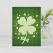 Lucky Green Diamond Four Leaf Ribbon Clover Feestdagenkaart (Staand voorkant)