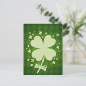 Lucky Green Diamond Four Leaf Ribbon Clover Feestdagenkaart (Staand voorkant)