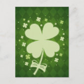 Lucky Green Diamond Four Leaf Ribbon Clover Feestdagenkaart (Voorkant)