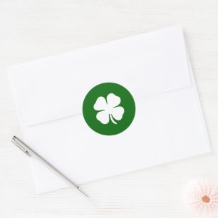 Lucky Green Four Leaf Clover Iers Ronde Sticker