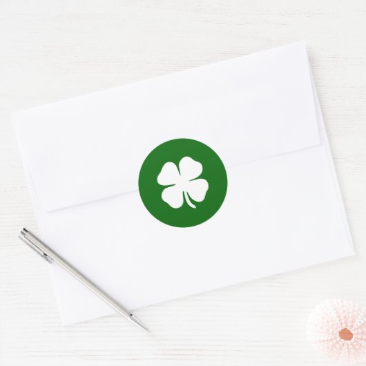 Lucky Green Four Leaf Clover Iers Ronde Sticker (Envelop)