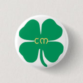 Lucky Green Four Leaf Clover Name Initialen Ronde Button 3,2 Cm (Voorkant)