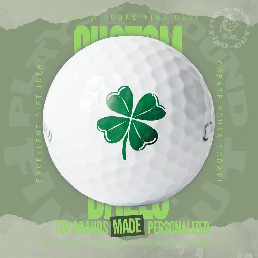 Lucky Green Four Leaf Clover Shamrock St Patrick's Golfballen