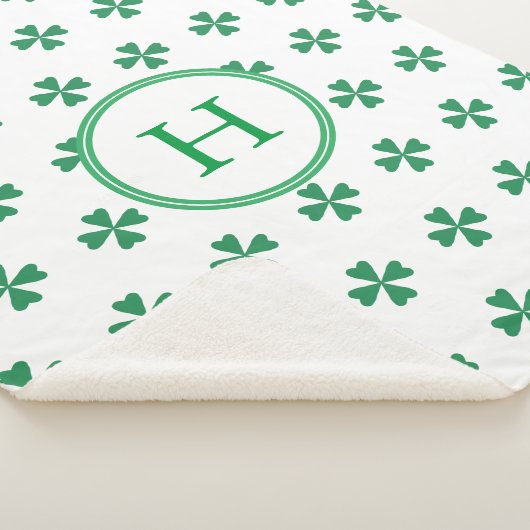 Lucky Green Four Leaf Clover Sherpa Deken (3/4)