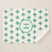 Lucky Green Four Leaf Clover Sherpa Deken (Voorkant (horizontaal))