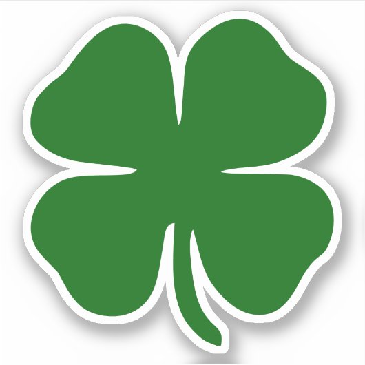 Lucky Green Four Leaf Clover St Patrick's Irish Sticker (Voorkant)
