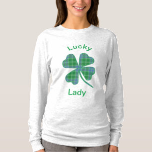 Lucky Green Geruite Klaver Vierbladige Klaver T-shirt