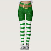 Lucky Green Glitter Leprechaun St. Patrick's Day Leggings (Voorkant)
