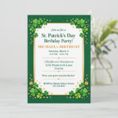 Lucky Green Gold Festive Shamrock Clover Birthday  Kaart (Staand voorkant)