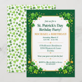 Lucky Green Gold Festive Shamrock Clover Birthday  Kaart (Voorkant / Achterkant)