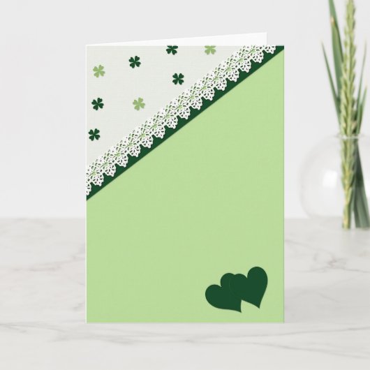 Lucky Green Hearts Kaart (Voorkant)