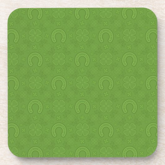 Lucky Green Icons Pattern Bier Onderzetter (Voorkant)