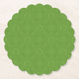 Lucky Green Icons Pattern Kartonnen Onderzetters