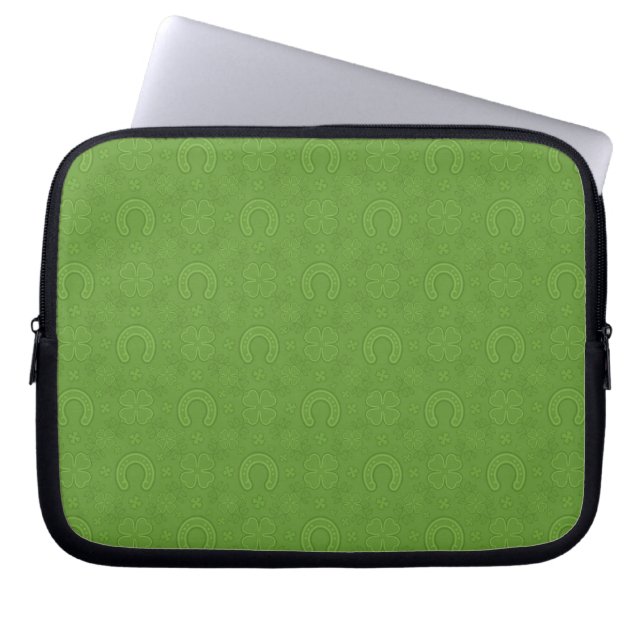 Lucky Green Icons Pattern Laptop Sleeve (Voorkant)