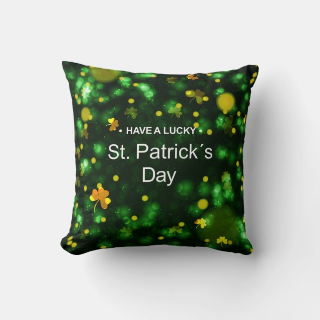 Lucky Green Ierse Shamrock Glitter Patroon Kussen (Voorkant)