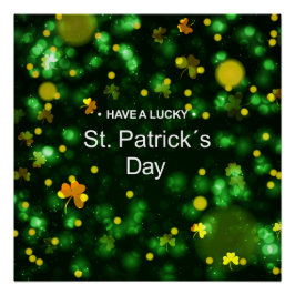 Lucky Green Ierse Shamrock Glitter Patroon Perfect Poster