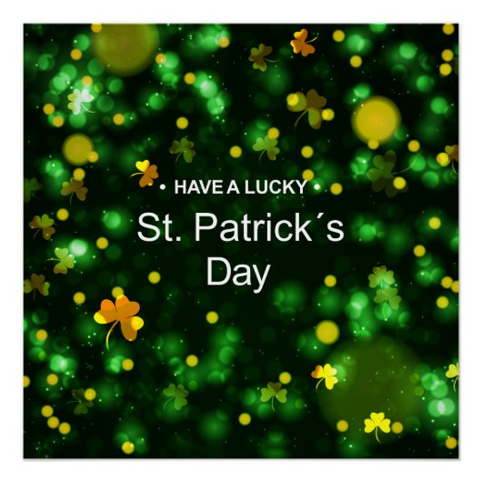 Lucky Green Ierse Shamrock Glitter Patroon Perfect Poster (Voorkant)
