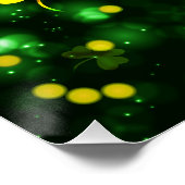 Lucky Green Ierse Shamrock Glitter Patroon Perfect Poster (Hoek)