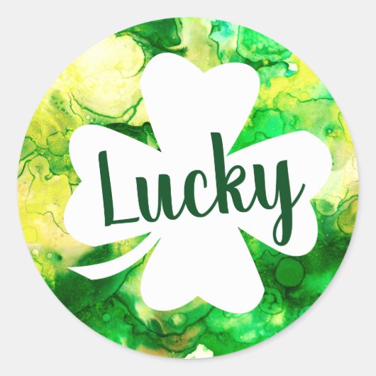 Lucky Green Ink Splatter Shamrock Ronde Sticker (Voorkant)