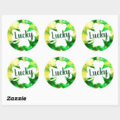 Lucky Green Ink Splatter Shamrock Ronde Sticker (Vel)