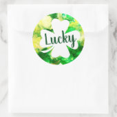 Lucky Green Ink Splatter Shamrock Ronde Sticker (Tas)