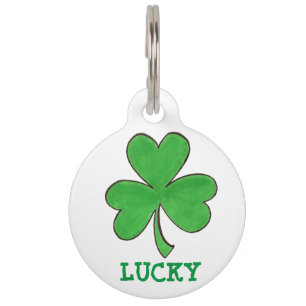 Lucky Green Irish Shamrock Clover St. Paddy's Day Huisdierpenning
