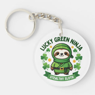 Lucky Green Ninja Luiaard St. Patrick's Day Sleute Sleutelhanger