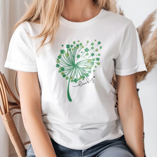 Lucky Green Paardenbloem met Shamrocks T-shirt
